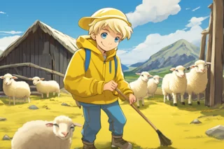 Boy on a sheepfarm