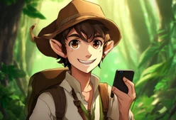 Twelfie with his phone of elves